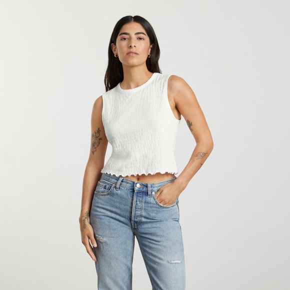 Everlane The Cropped Smock Top White Base - Size S - Picture 8 of 8